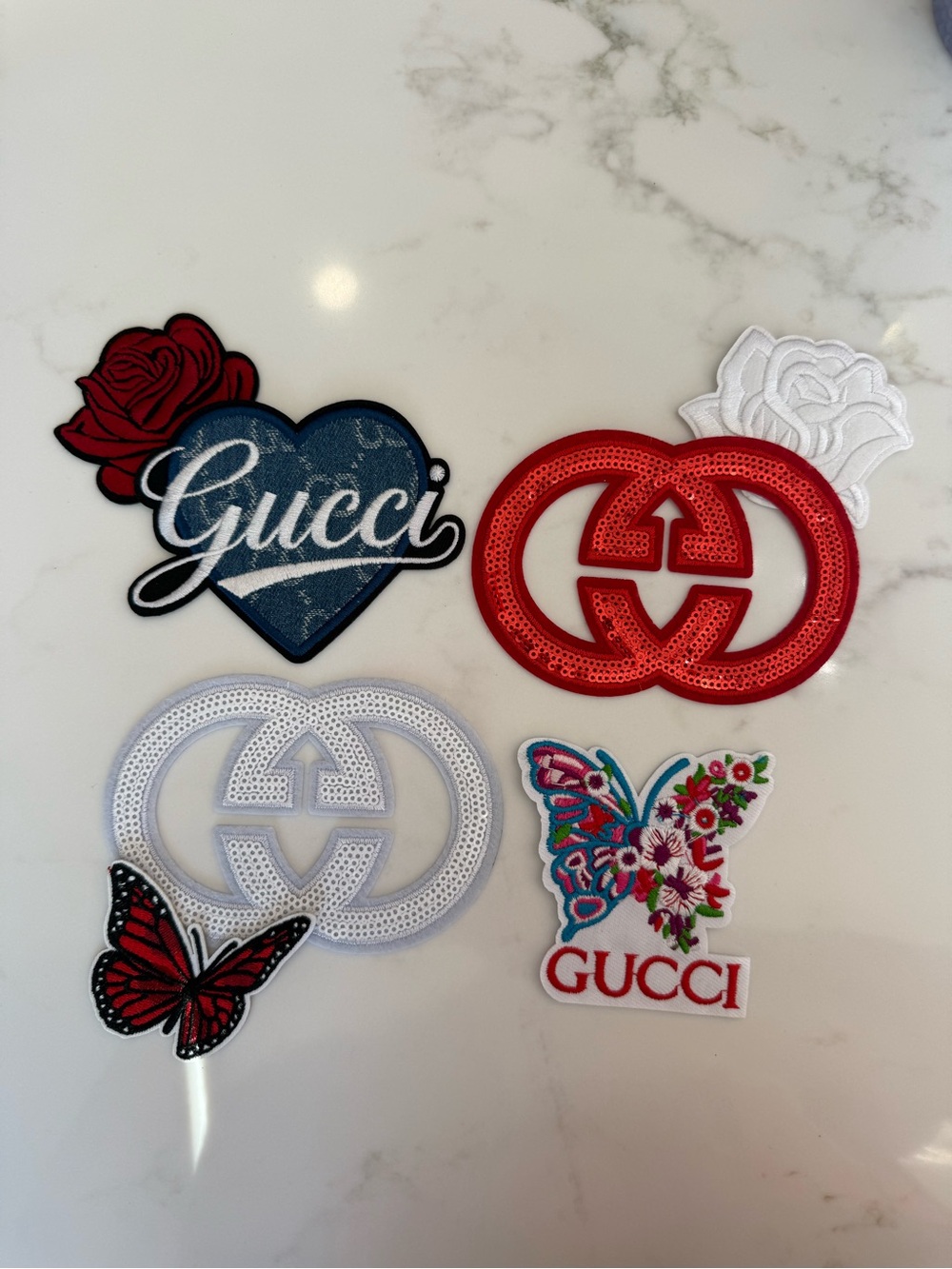 Beautiful Floral Hand Crafted Red White & Denim Embroidered Iron on Patches